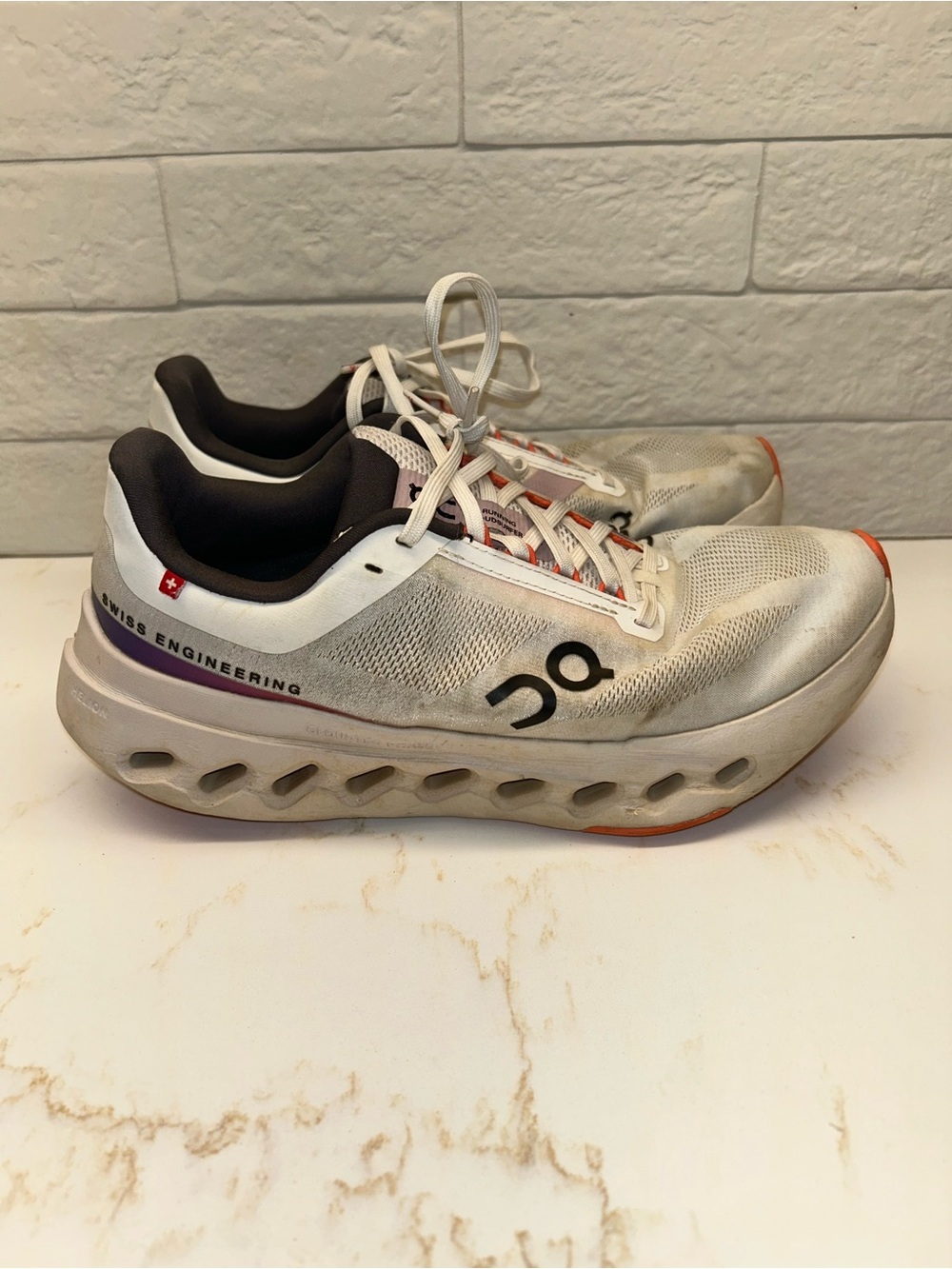 On Cloudsurfer Next Women's Size 8.5 White Flame Running Shoes Comfort Sneakers
